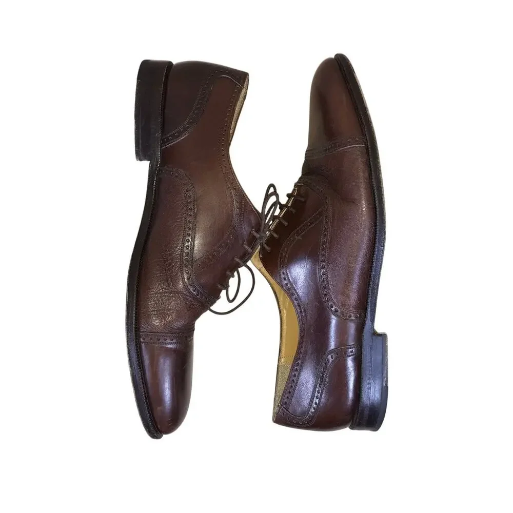 Vintage 90s Mezlan Oxford Dress Shoes Men’s 11 Brown Leather Formal Preppy Spain